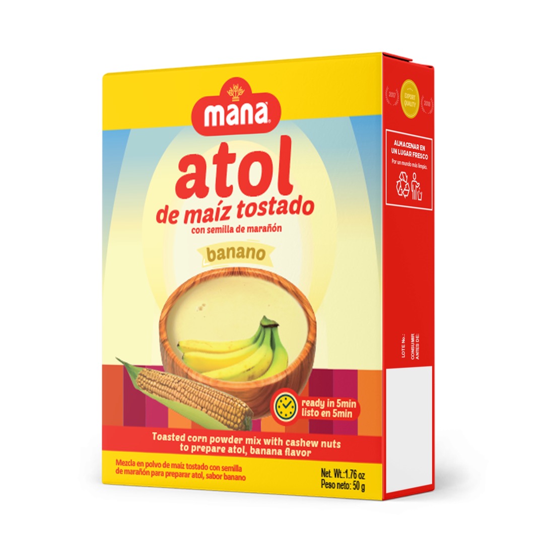 Atol de Maíz Tostado y Marañon MANA Banano