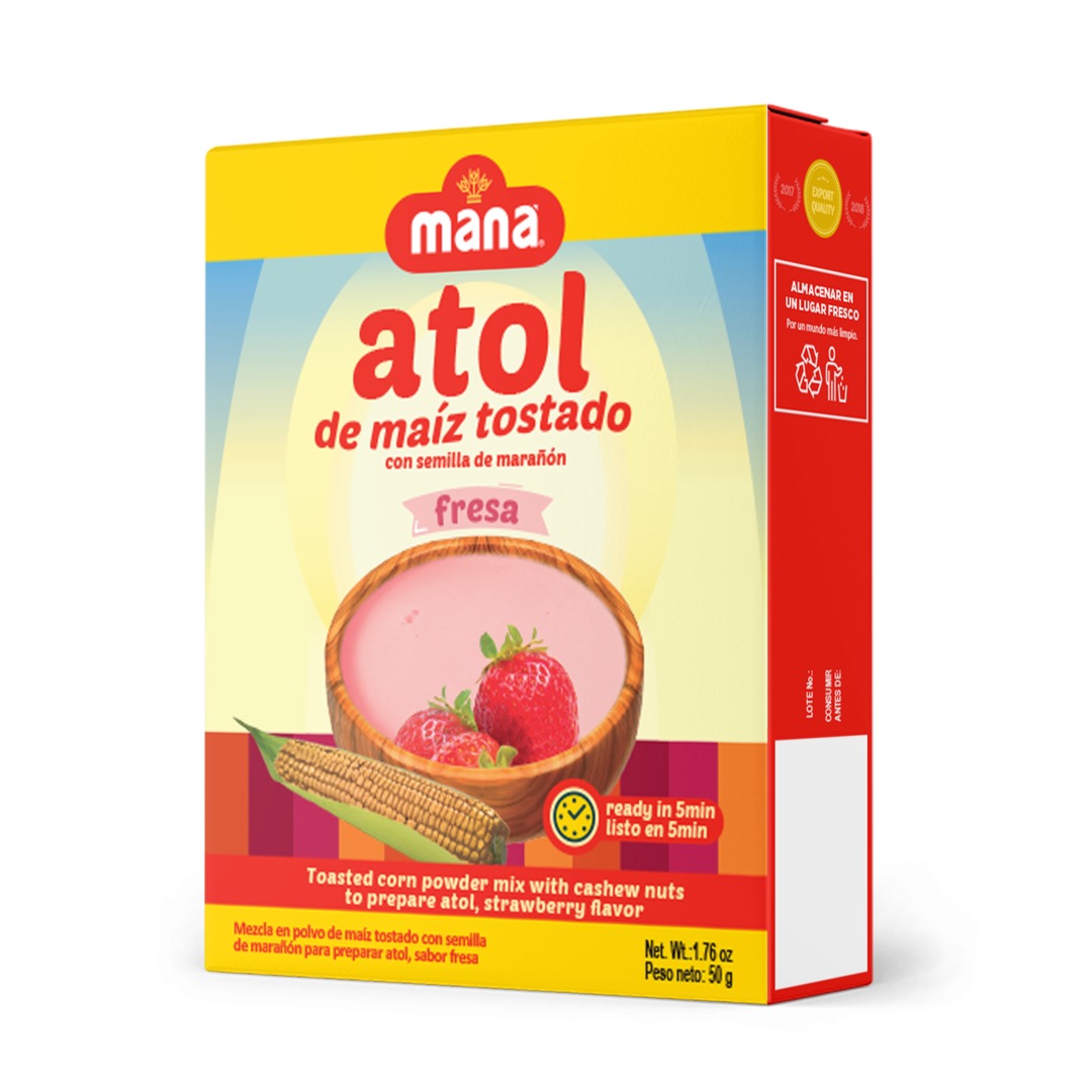 Atol de Maíz Tostado y Marañon MANA Fresa
